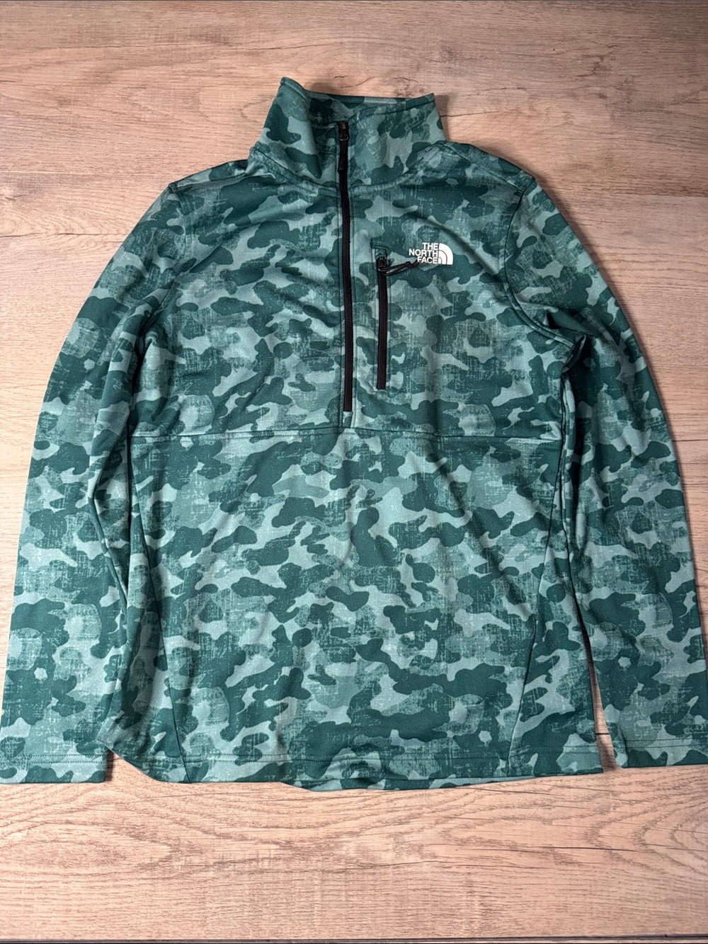 The North Face Green Camo Half-Zip Pullover
